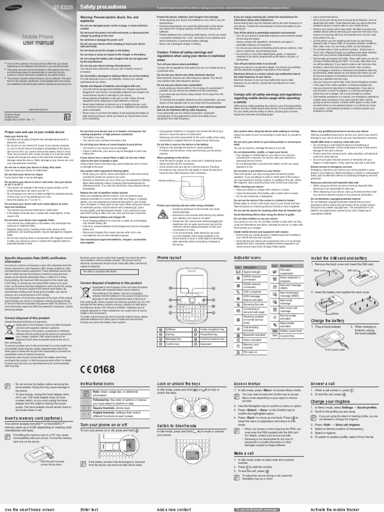 User Manual: Mobile Phone | PDF