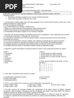 Avaliacao de BIOLOGIA Recuperacao Anual