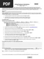 Welding Checklist for Field Welding