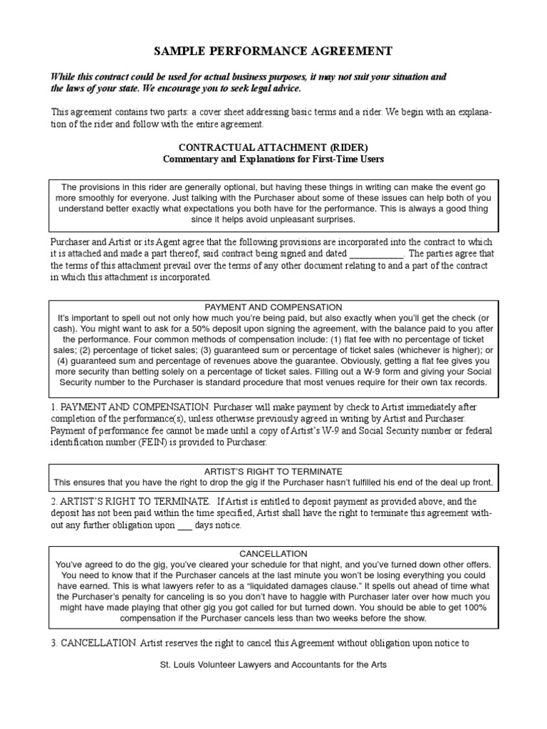 Performance Agreement Template Guide | PDF | Liability Insurance ...