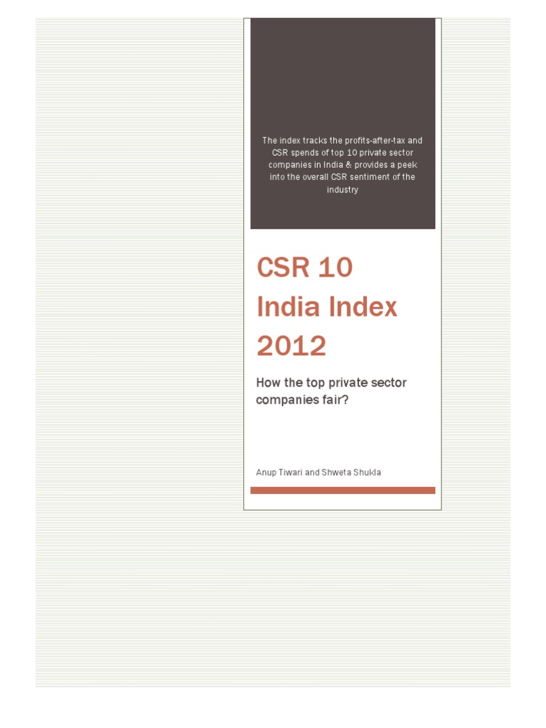 CSR 10 India Index 2012: How The Top Private Sector Companies Fair ...