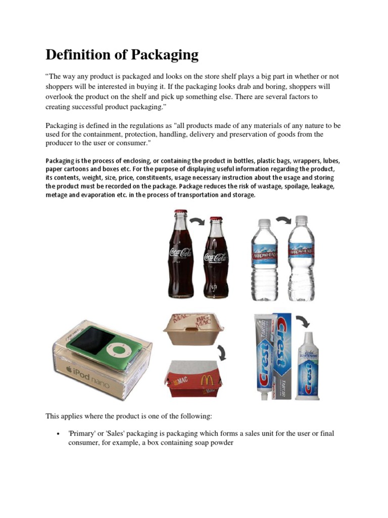 Definition of Packaging PDF Packaging And Labeling Cargo