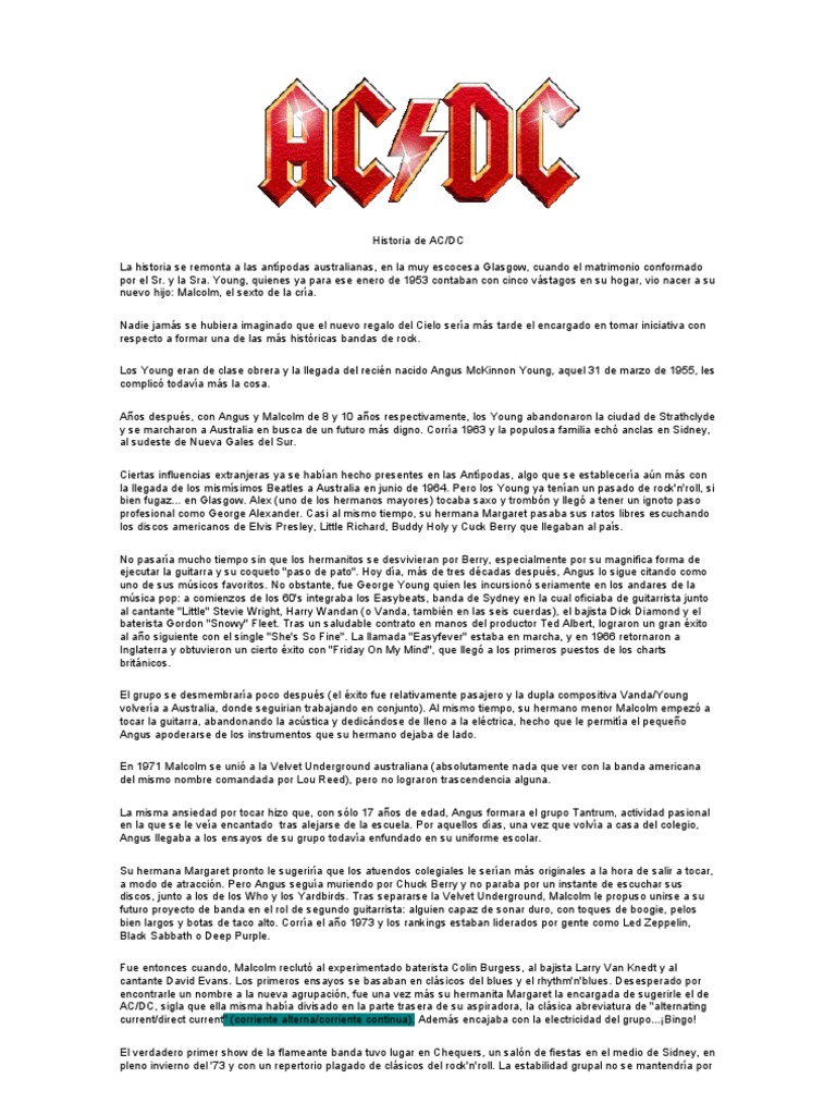 Ac DC | PDF | Músicos | La música rock