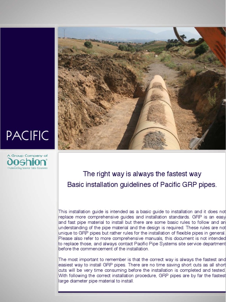 GRP Pipe Installation Guide | PDF | Technology & Engineering