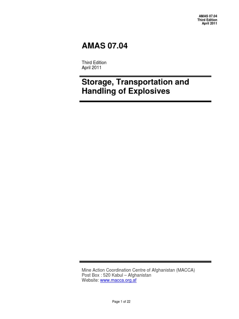 Storage Transportation and Handling of Explosives | PDF | Bomb Disposal ...