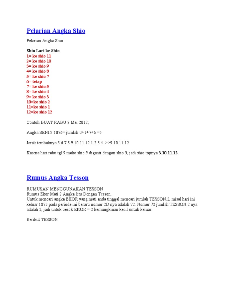 Chezmaitaipearls Tabel Shio Togel 2012