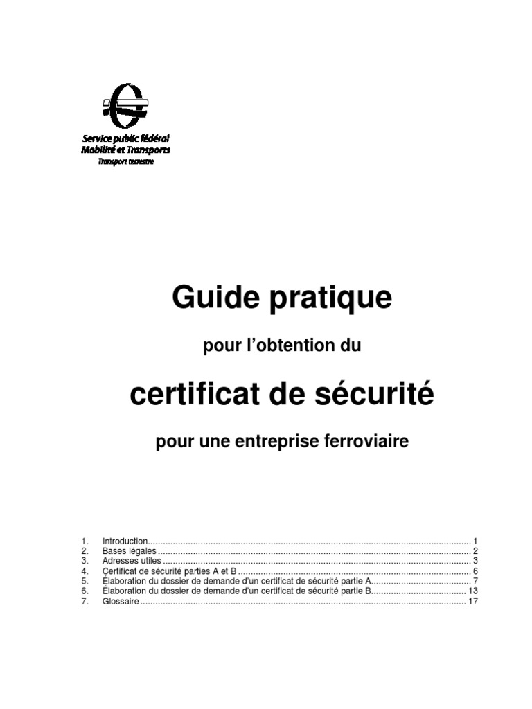 Guide Pratique Pour L'obtention Du Certificat de Sécurité Sécurité