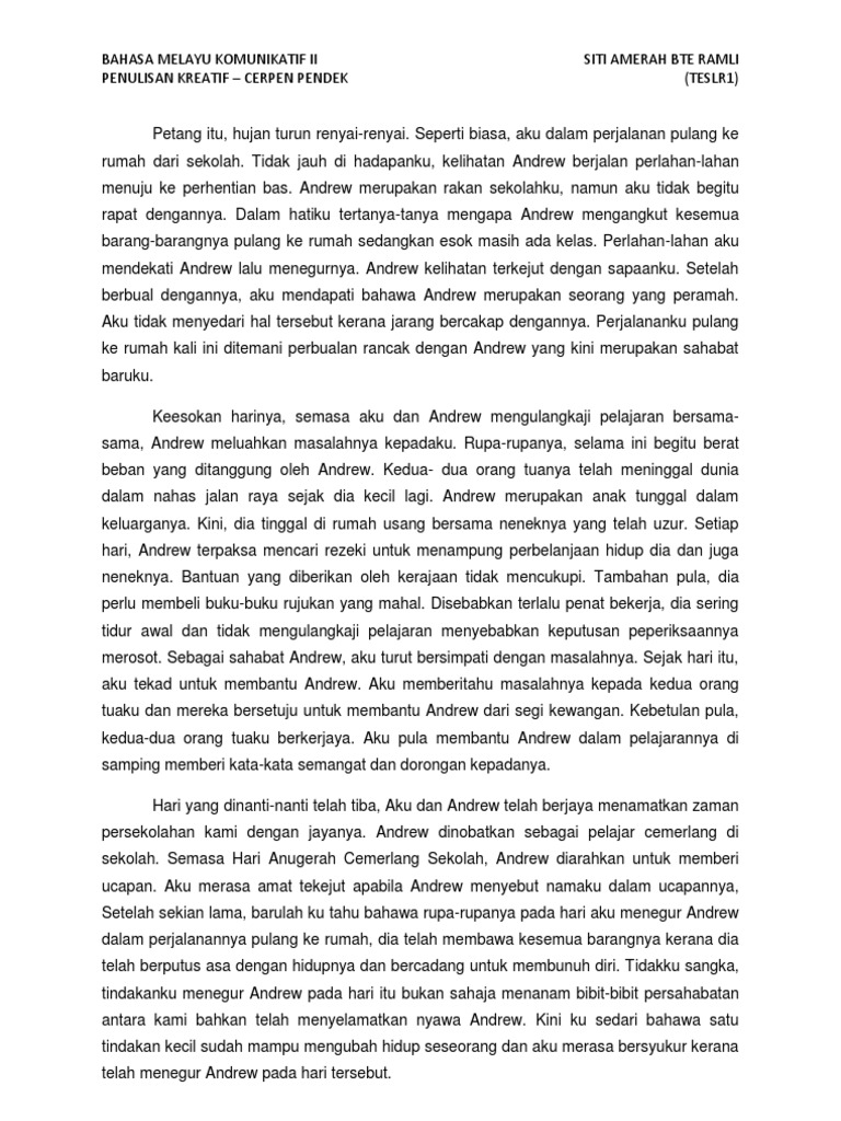Contoh Cerpen Bahasa Melayu