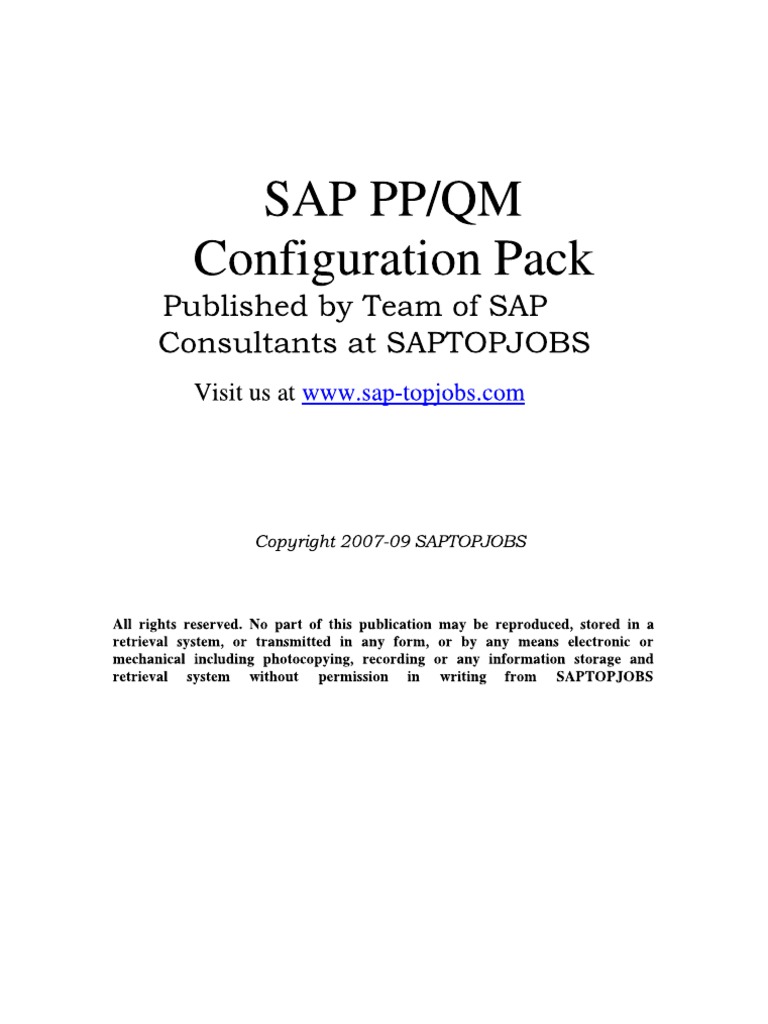 SAP PP Configuration Pack PDF | PDF
