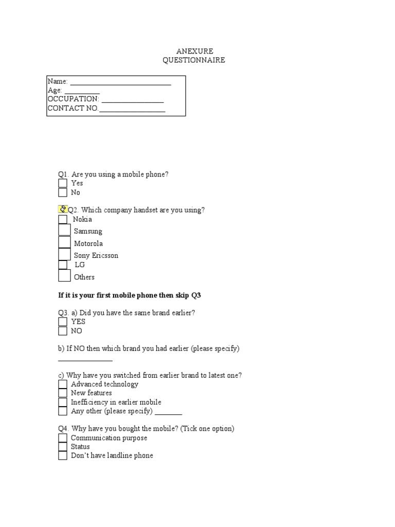 Mobile Phone Usage Survey An Analysis of Brand Preferences, Features, and Spending Habits PDF