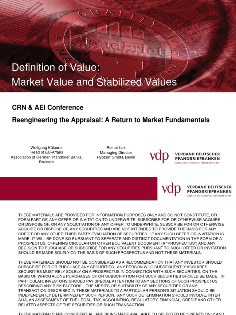 Definition of Value Market Value and Stabilized Values PDF Real
