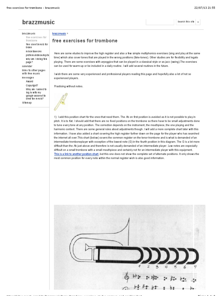 Free Exercises for Trombone Brazzmusic Trombone Brass Instruments
