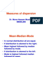 Measures of Dispersion: Dr. Muna Hassan Mustafa, MBBS, MD