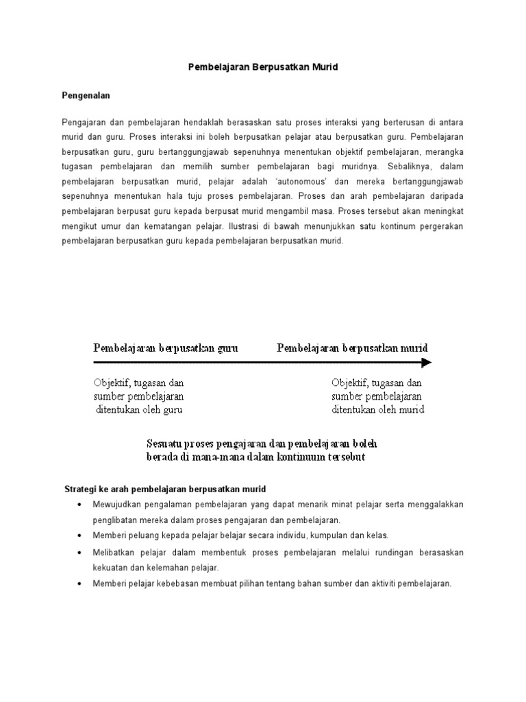 Pembelajaran Berpusatkan Murid Pdf