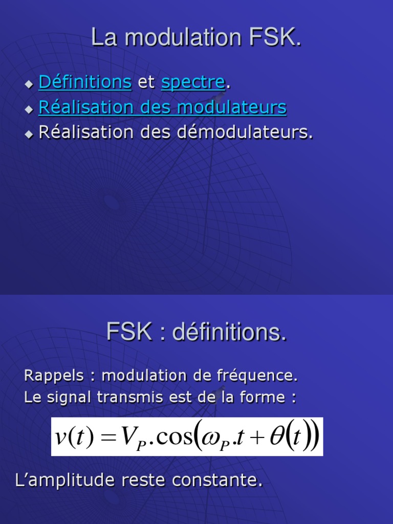 Modulation FSK : Définitions et Réalisations | PDF | Sciences et ...