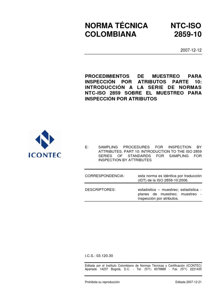 Introducción a NTC-ISO 2859-10 | PDF | Muestreo (Estadísticas ...