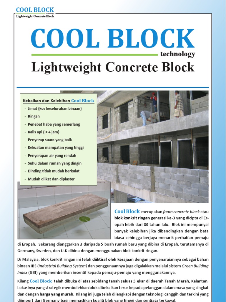 Kelebihan Blok Konkrit Ringan Cool Block | PDF