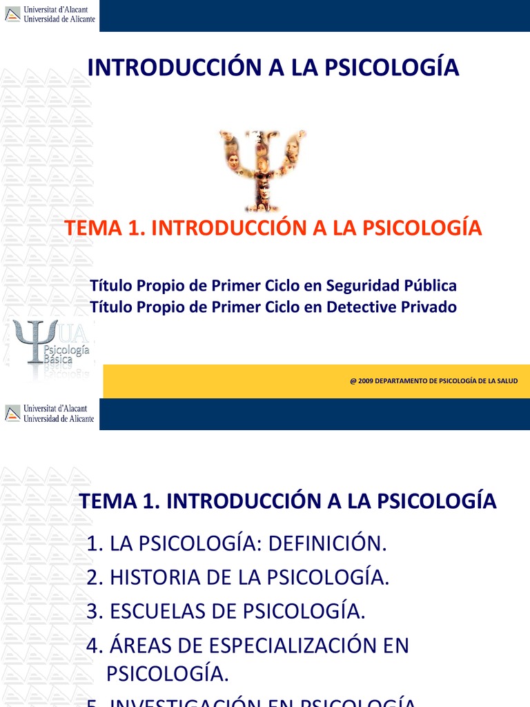 Tema 1. Introducción A La Psicología. | PDF | Psicología clínica ...