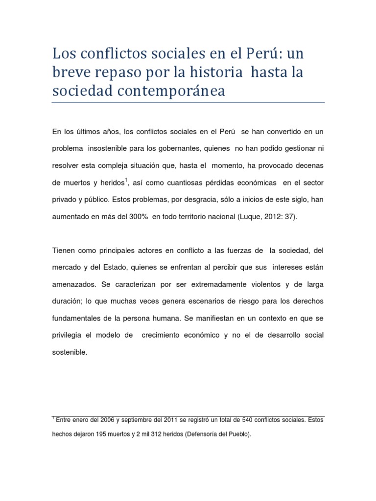 Conflictos sociales en el Perú: historia y actualidad | PDF | Perú ...