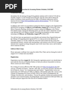 Information Handout for Incoming Masters Students