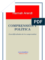 Arendt Hannah - Comprension y Politica