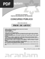 Acaplam 2010 Prefeitura de Aroeiras Pb Professor II Arte Prova