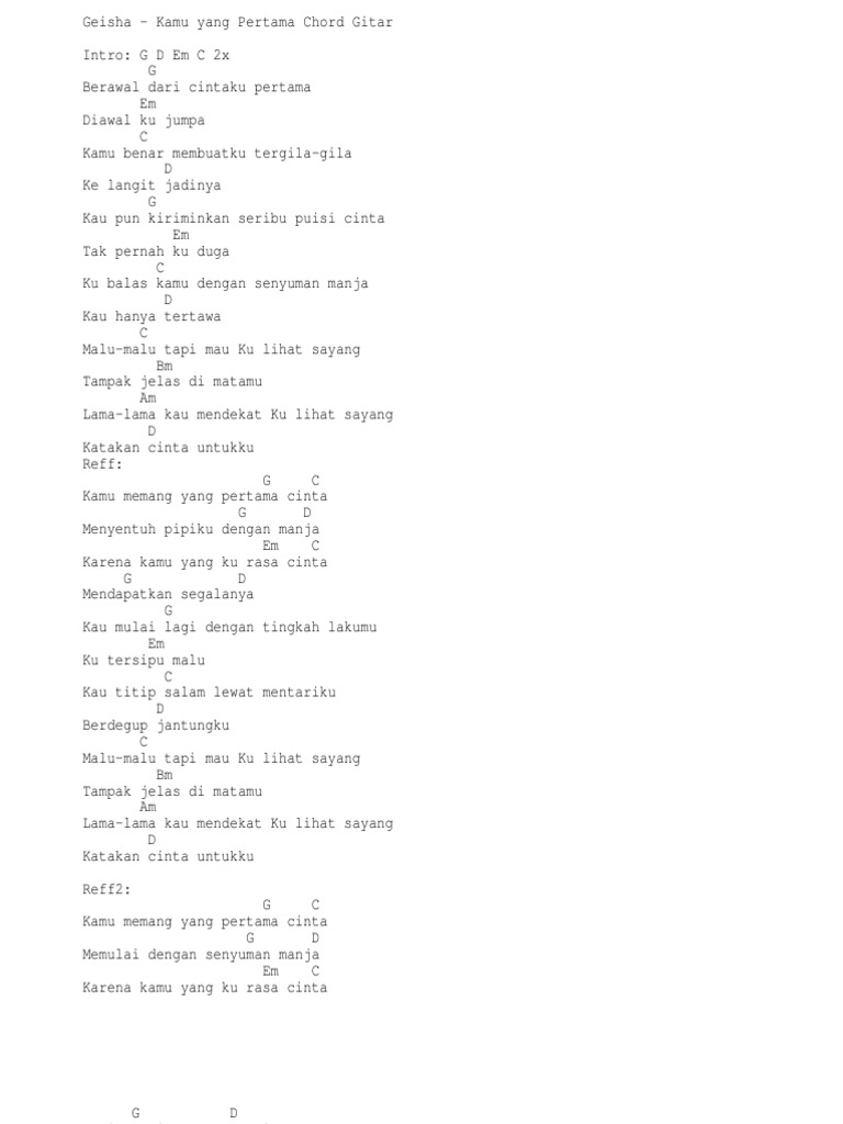 Geisha Kamu Yang Pertama Chord Pdf