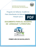 Actividades de Refuerzo  - Lenguaje y Literatura - Segunda Prueba de Avance - Primer Año (PRAEM 2011)