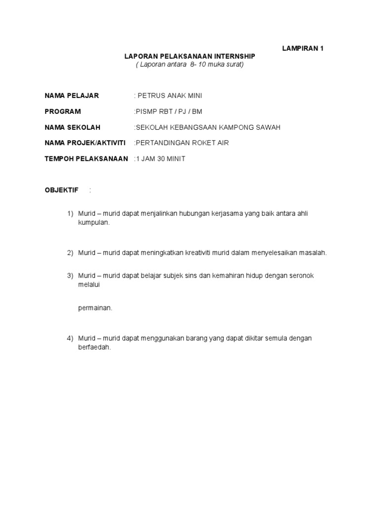 Laporan Roket Air Internship Pdf
