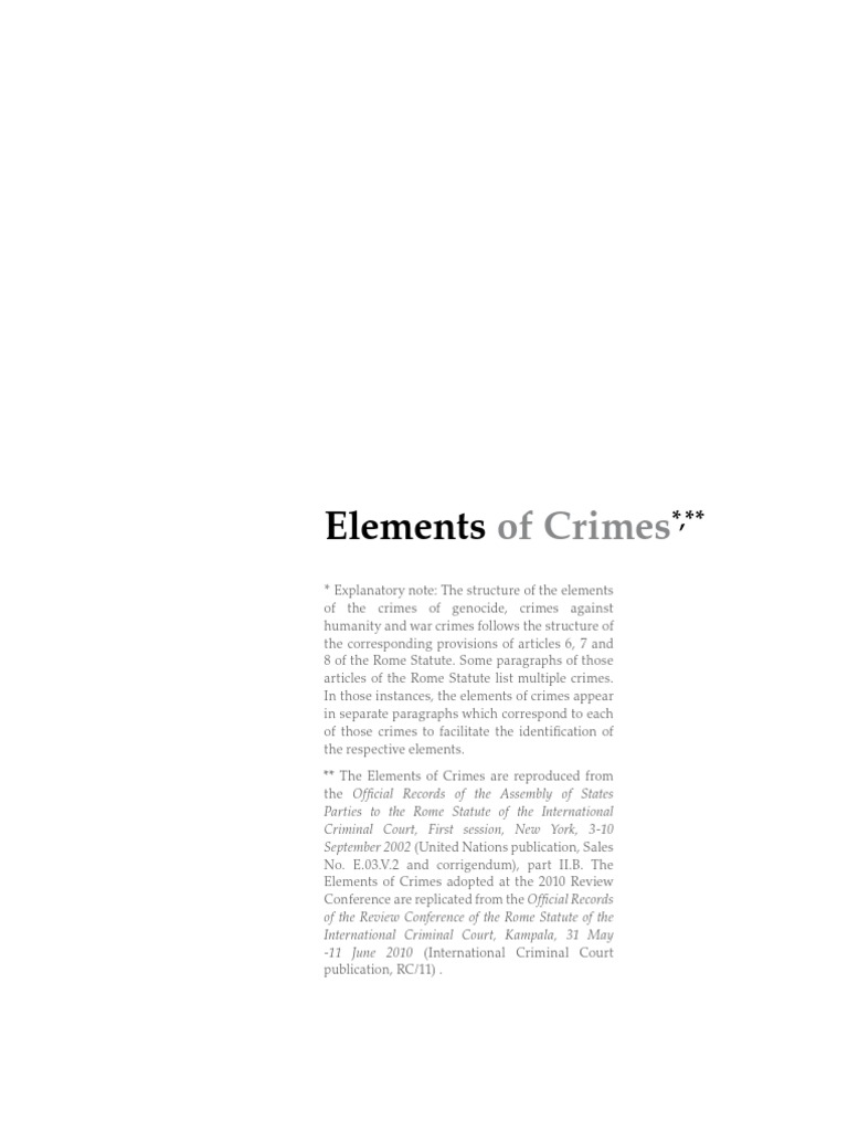 ICC Elements of Crimes PDF | PDF | Politics