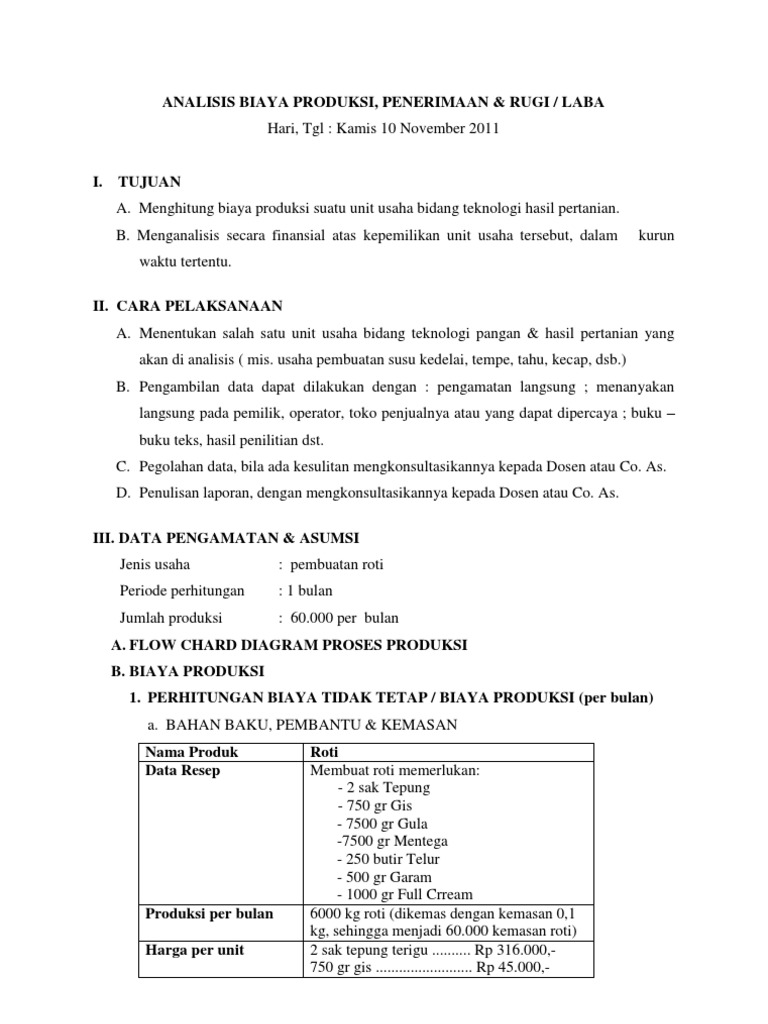Analisis Biaya Produksi