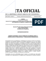 LEY ESPECIAL PARA LA DIGNIFICACION DE TRABAJADORES RESIDENCIALES_G.O. Nº 39.668_del_ 06-05-11