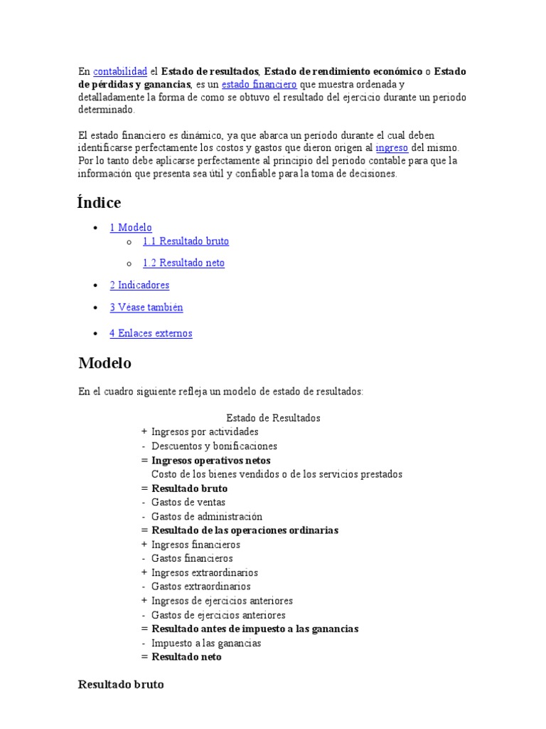 Estado de Resultados en Contabilidad | PDF | Estado de resultados ...