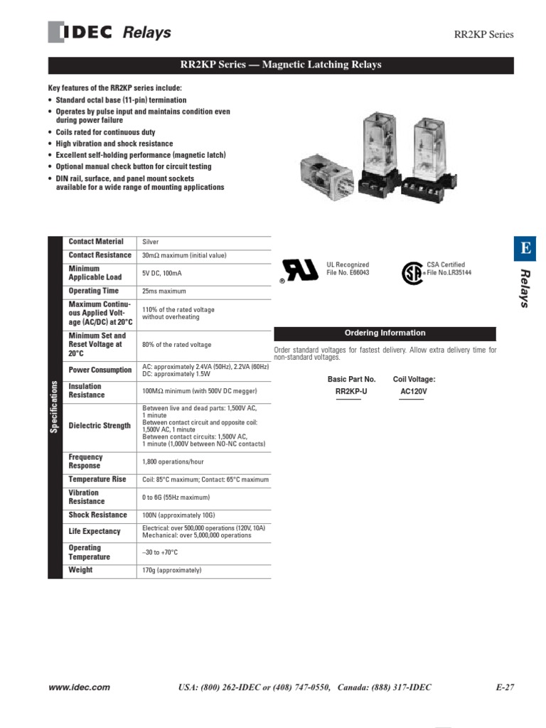E Relays Rr2kp | PDF | Mains Electricity | Relay