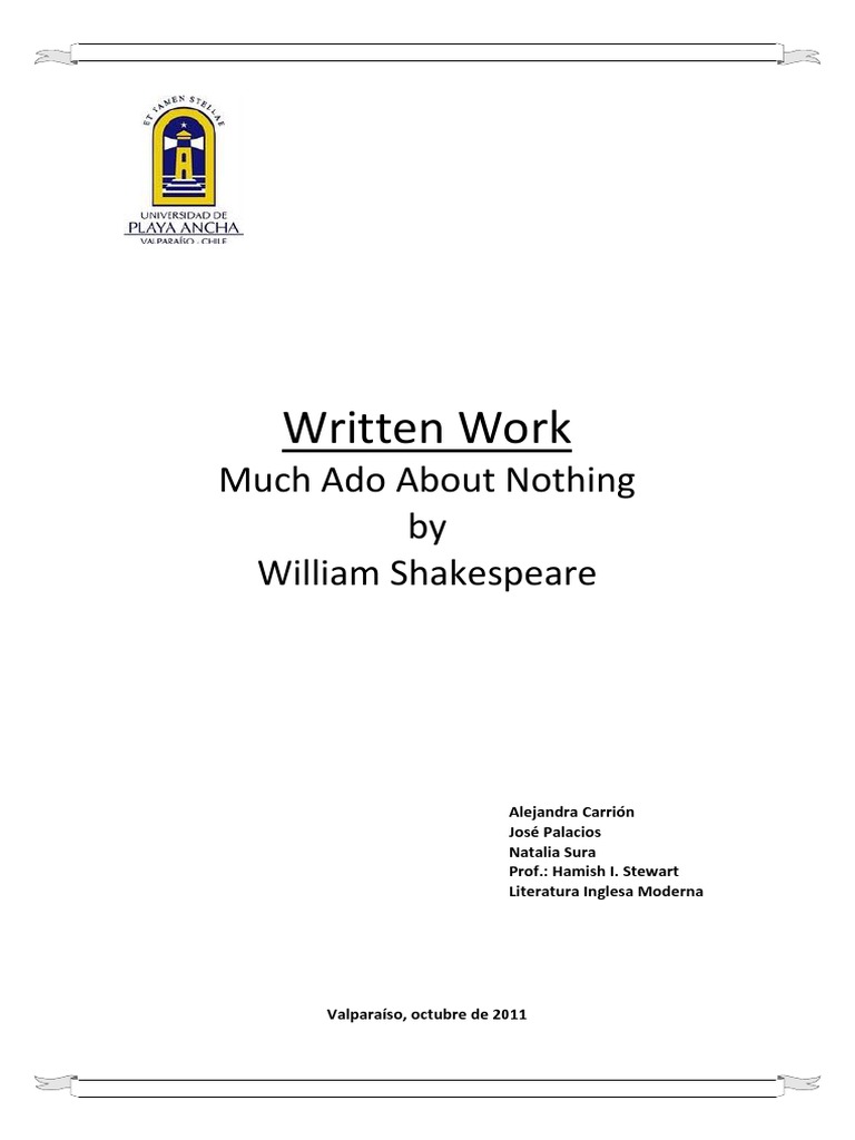 Much Ado About Nothing Written Work | PDF | Much Ado About Nothing ...