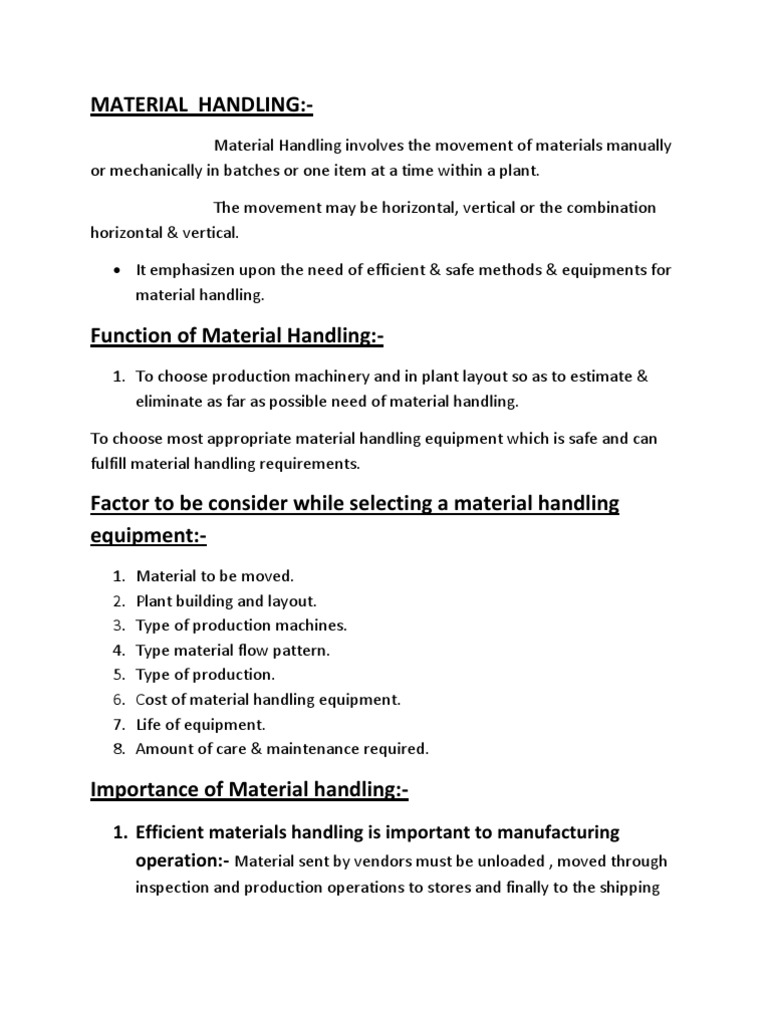 Material Handling PDF Production And Manufacturing Engineering