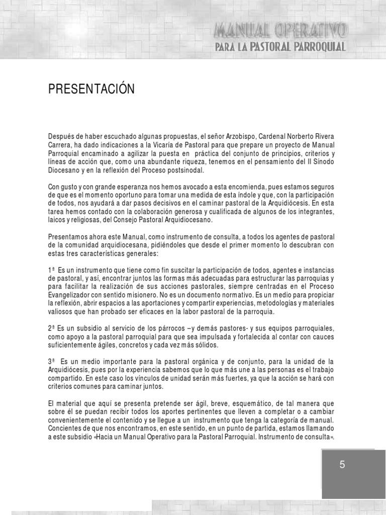 Manual Operativo para Pastoral Parroquial | PDF | Iglesia Católica ...