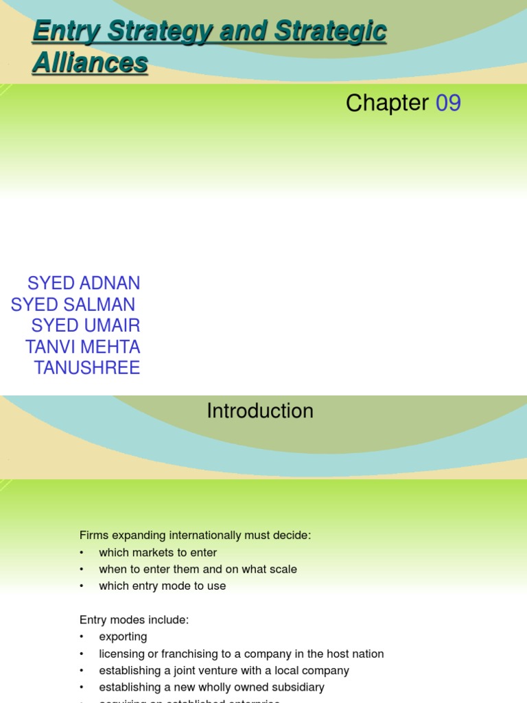 Entry Strategy and Strategic Alliances | PDF | Franchising | Joint Venture