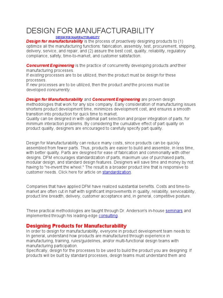 Design For Manufacturability PDF