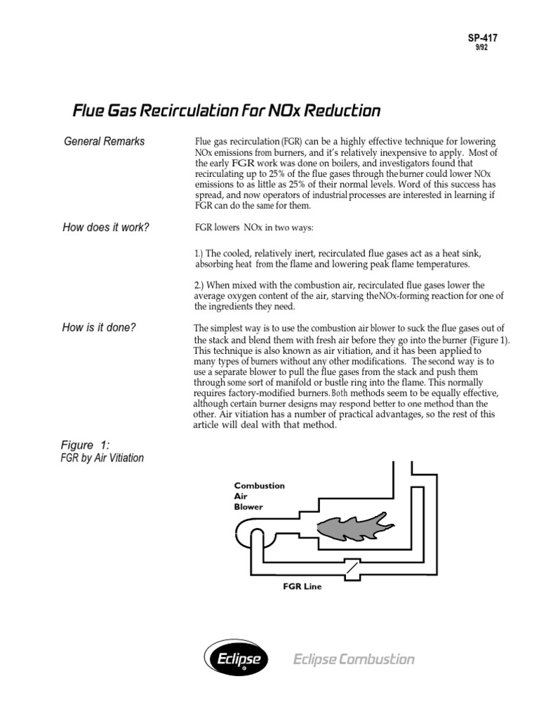 Flue Gas Recirculation for NOx Control | PDF | N Ox | Combustion