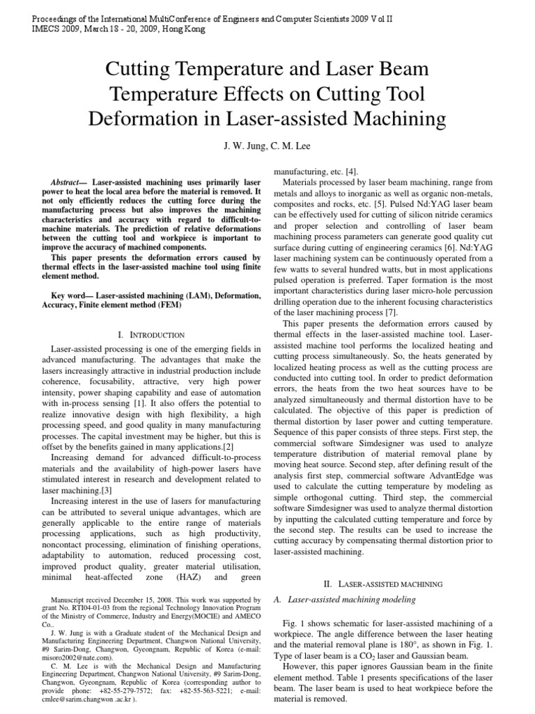 Cutting Temperature and Laser Beam Temperature Effects On Cutting Tool