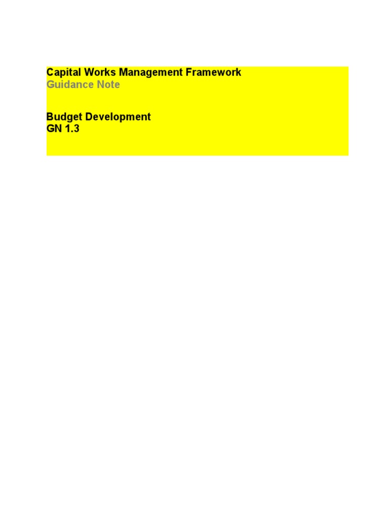 Guidance Note Capital Works Management Framework PDF Inflation Risk