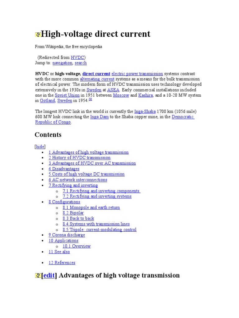 High-Voltage Direct Current | PDF | High Voltage Direct Current ...