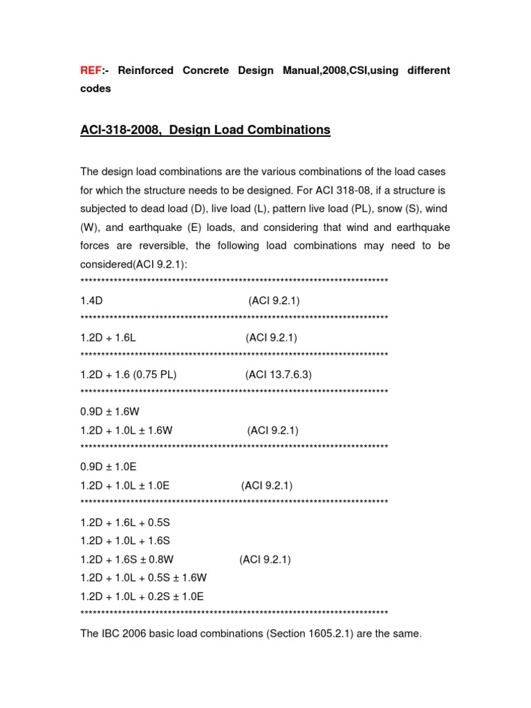 ACI & BS Load Combinations of Loading