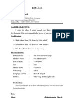 Kripashankar Singh Resume - Address, Career Objective, Qualification Details