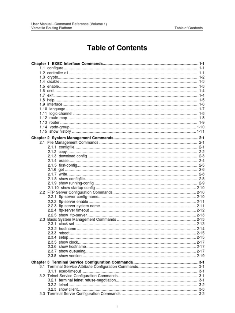 User Manual - Command Reference (Volume 1) Versatile Routing Platform ...