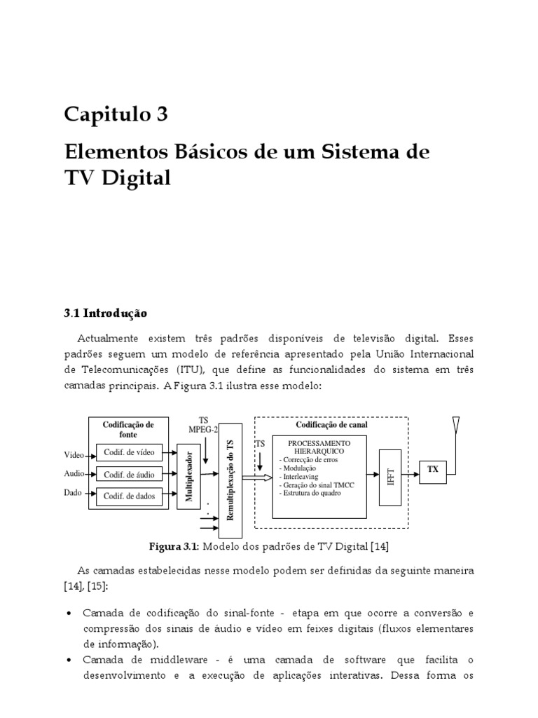 Elementos do Sistema de TV Digital | PDF | Televisão digital | Modulação