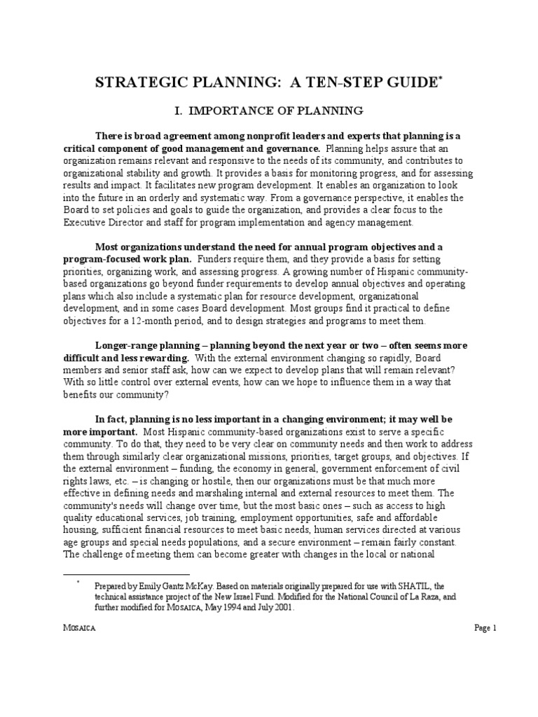 Strategic Planning A Ten-Step Guide | PDF | Strategic Planning | Goal