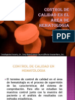 Control de Calidad en El Area de Hematologia