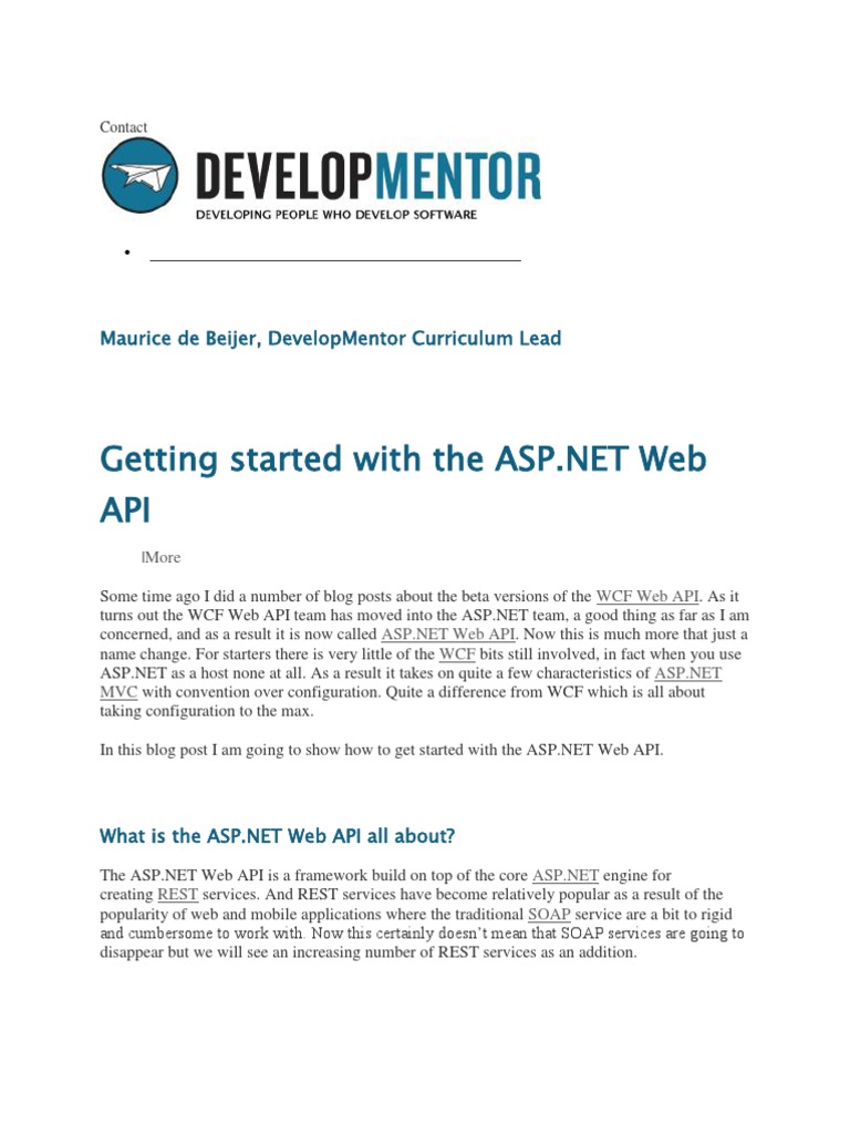 Getting Started With The ASP - NET Web API | PDF | Hypertext Transfer ...